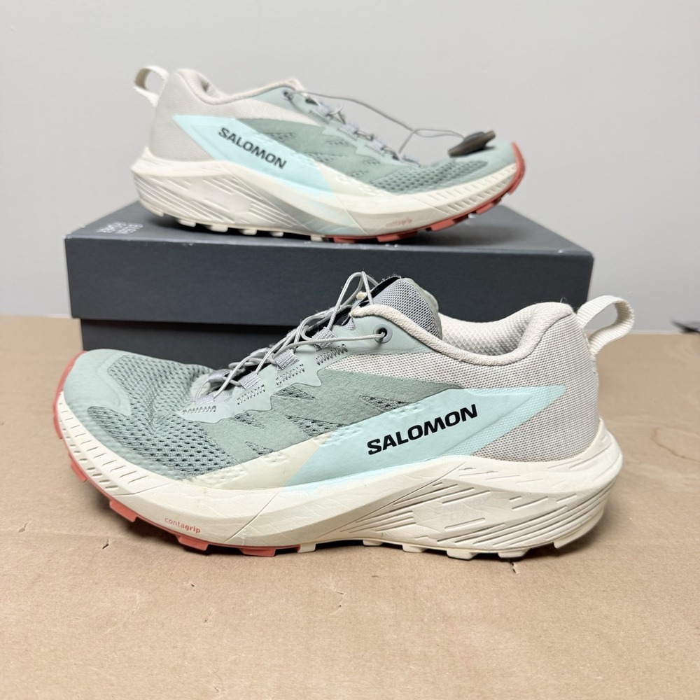 Salomon Athletic Shoes in Light Gray and Coral